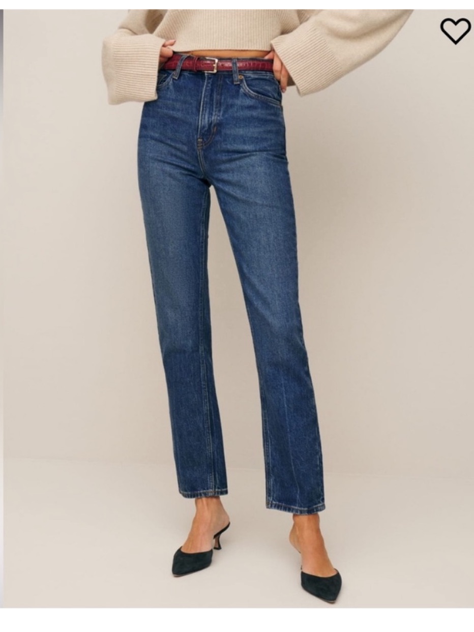 Reformation Liza Ultra High Rise Straight Jean In Icarian Wash Size 28